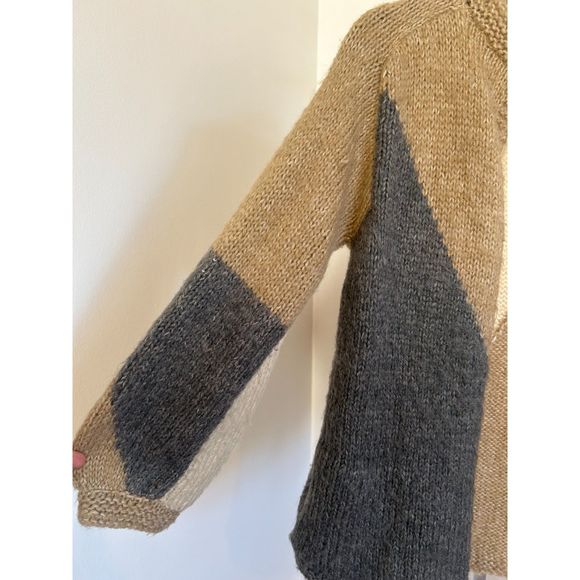 VINTAGE J. TIKTINER France Cardigan Abstract Neutral Sweater Top 38 6 80s Mohair - Picture 4 of 5